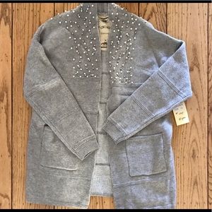 Gray Vintage Concept Sweater/Cardigan with pearls